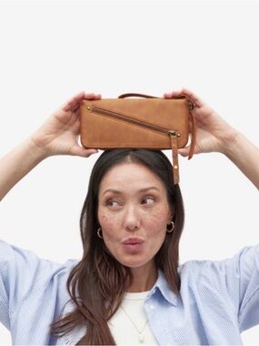 Distressed vegan wallet.